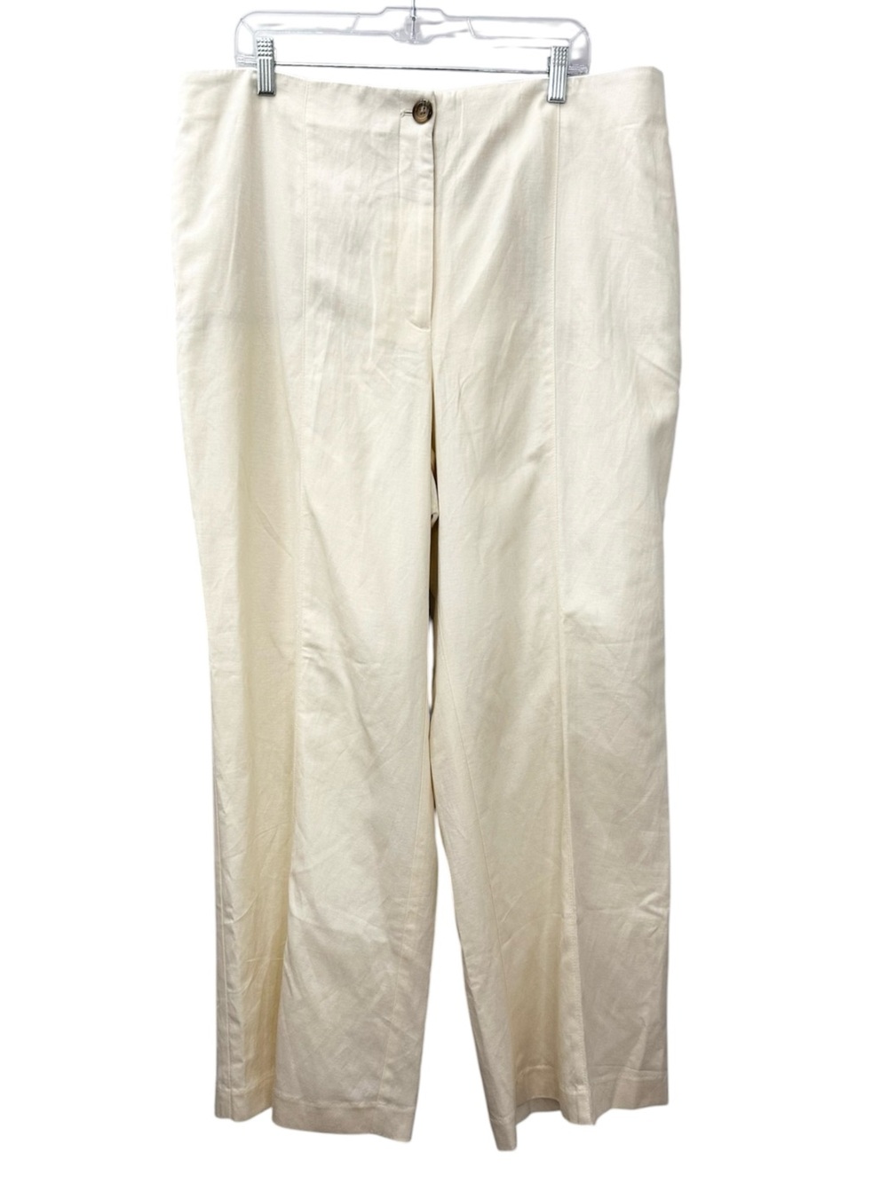 NWT Ann Taylor Pants Cream Wide Leg High Rise Linen Blend Trousers Women’s Sz 18
